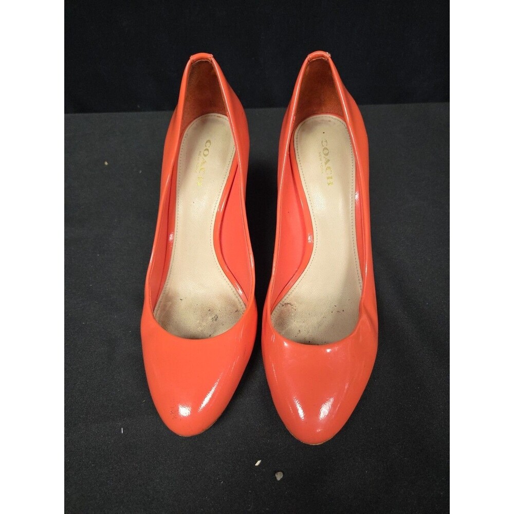 COACH Women's Orange Nala Patent Leather Round-Toe Slip-On Pumps SZ 7 - Picture 2 of 7
